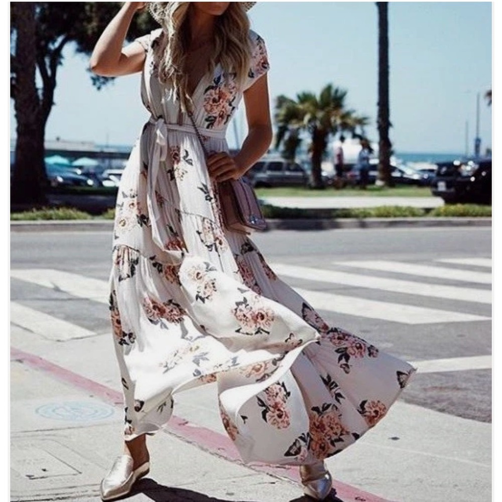 Free People Dress Womens Size 2 All I Got Floral Maxi Tiered Boho Cottagecore